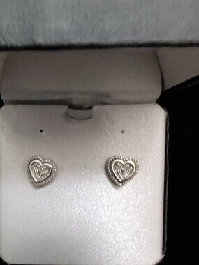 Sterling Silver Heart Stud Earrings - Classic Women's Jewelry